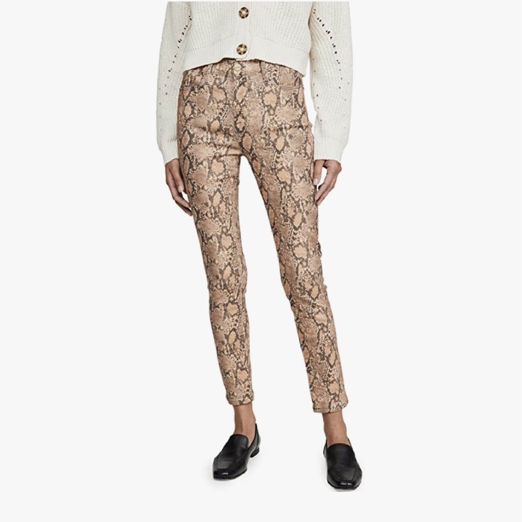 Frame Python Snake Print Skinny Crop High Rise Pants